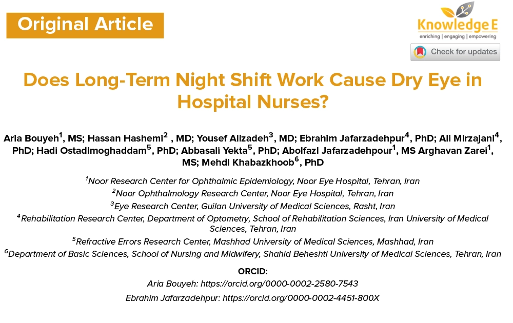 Does Long-Term Night Shift Work Cause Dry Eye in Hospital Nurses
