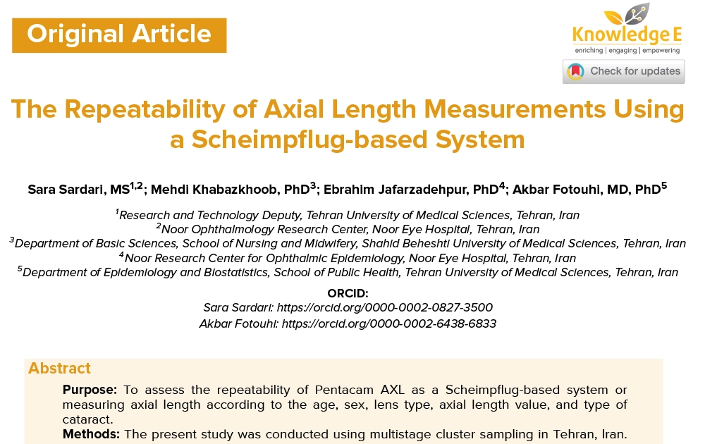 The Repeatability of Axial Length Measurements Using a Scheimpflug-based System